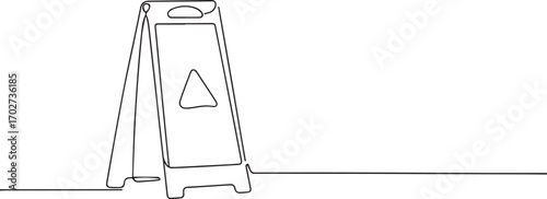 slippery floor sign continuous line art, Vector illustration, One line art, Line art graphic style