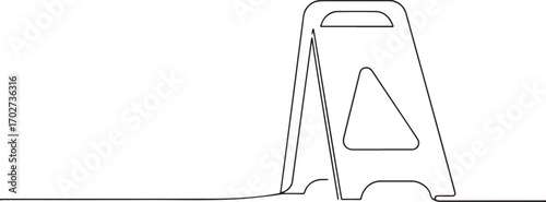 slippery floor sign continuous line art, Vector illustration, One line art, Line art graphic style