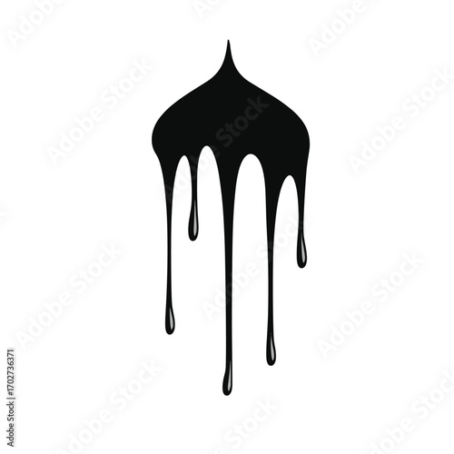 Abstract black paint drips flowing downward symbolizing fluidity and artistry silhouette