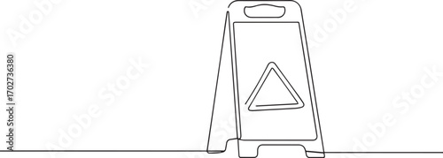 slippery floor sign continuous line art, Vector illustration, One line art, Line art graphic style
