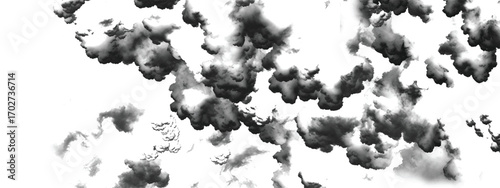 Monochrome artistic cloud background with heavy layered smoke-like textures