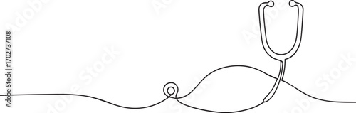 medical stethoscope one continuous line art, Vector illustration, One line art, Line art graphic style