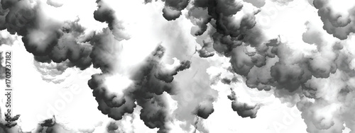 Intense turbulent sky filled with rolling clouds forming natural contrast