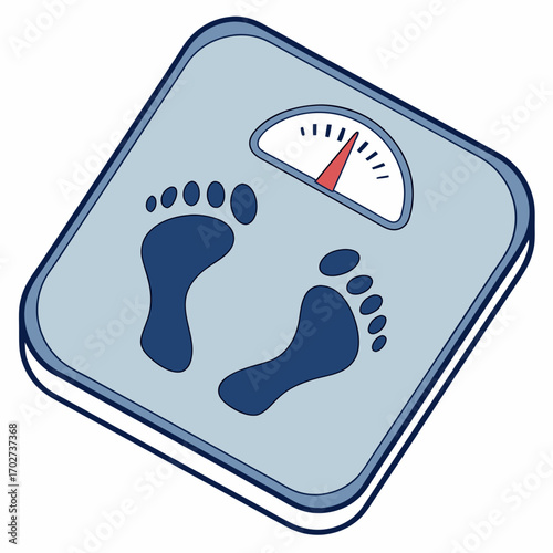 Illustration of bathroom scale for weight loss tracking and healthy living lifestyle and fitness goals