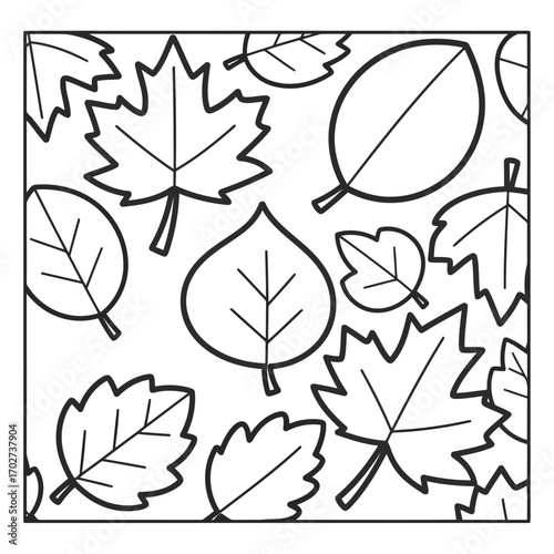 Autumn Leaves Pattern Black and White Botanical Illustration