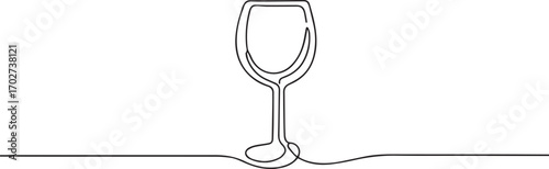 wine glass one continuous line art, One line art, Vector illustration