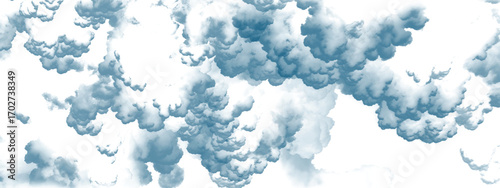Modern artistic abstract cloudscape featuring blue tones on white base