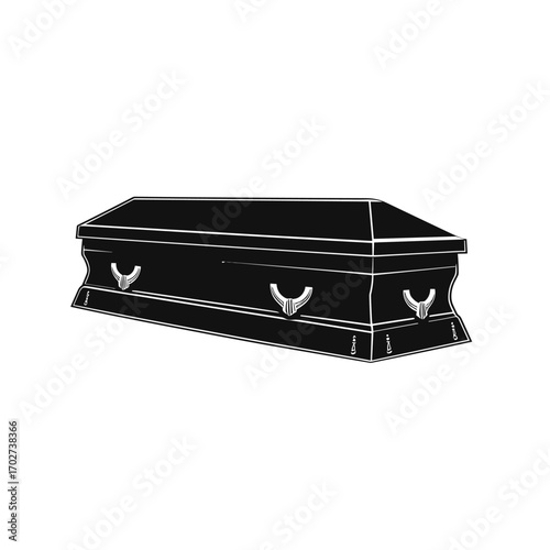 Ornate black coffin object graphic symbol for funeral death mourning and grief silhouette