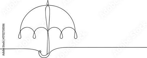 umbrella one continuous line art, One line art, Vector illustration