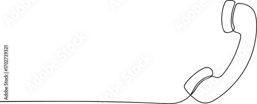 Old telephone one continuous line art, One line art, Vector illustration