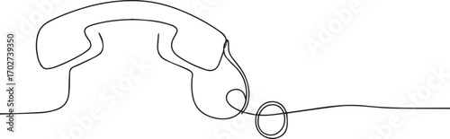 Old telephone one continuous line art, One line art, Vector illustration