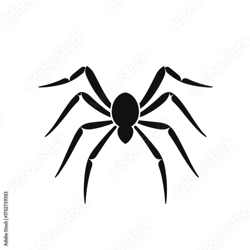 Creepy black spider silhouette icon for halloween and horror themes silhouette