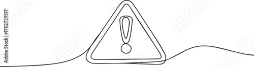 exclamation mark one continuous line art, One line art, Vector illustration