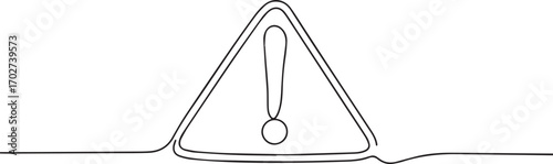 exclamation mark one continuous line art, One line art, Vector illustration