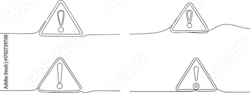 A set of exclamation mark one continuous line art, One line art, Vector illustration