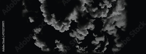 Dark billowing clouds filling the sky with intense natural texture and contrast