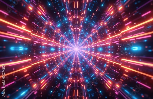 Wallpaper Mural Neon shapes kaleidoscope synchronized music beats. Digital art, abstract animation. Colorful, energetic, rhythmic, vibrant, hallucinogen, technology. Visual, entertaining, nightclub, creative Torontodigital.ca