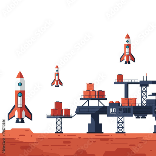 Mars Spacecraft Launch and Cargo Transfer.