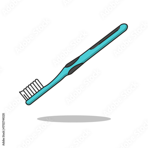 Flat Design Teal Toothbrush Vector Illustration for Dental Health and Oral Hygiene