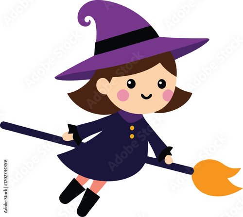 little witch with broom