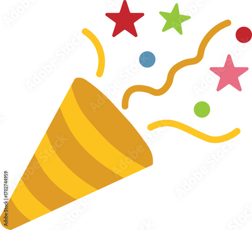 Party popper simple icon. A confetti cannon flat vector illustration