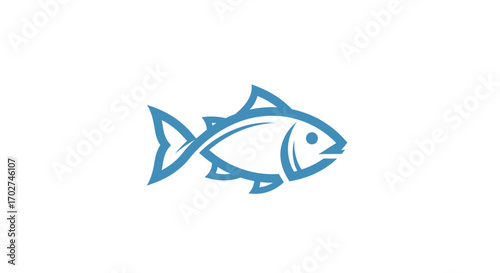 A stylized blue fish icon with clean lines, depicted in profile on a plain white background.