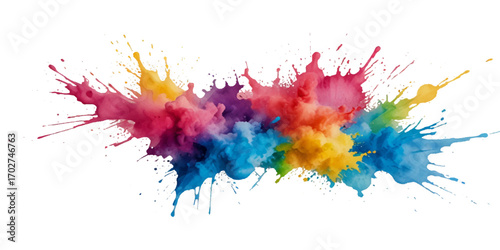 Colorful smoke rainbow painted holi fog festival background. Colorful rainbow paint color smoke cloud explosion isolated on transparent background.	