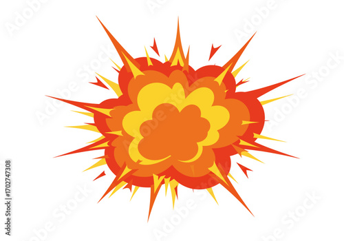 Fiery Cartoon Explosion Graphic Design.