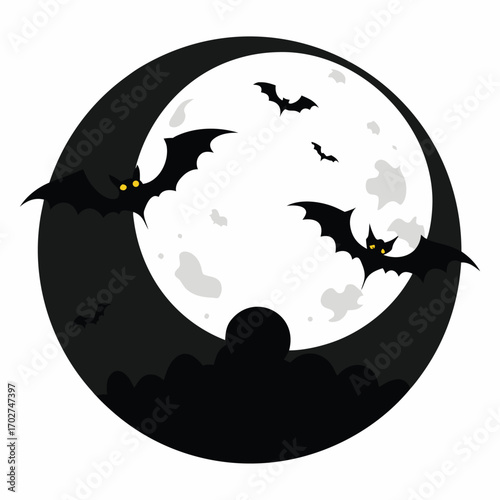 halloween background with bats and moon