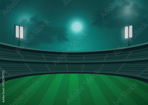 Dark night stadium illustration moonlit atmosphere