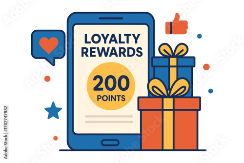 Loyalty rewards program mobile app with gift boxes and points