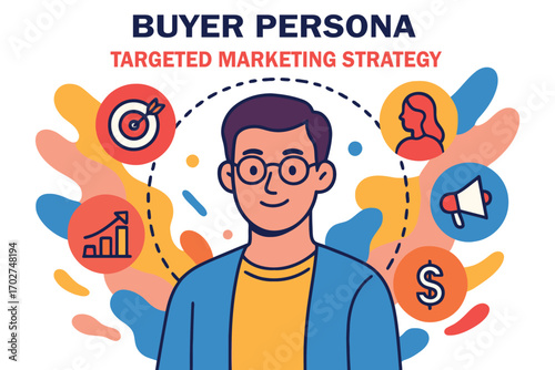Buyer persona targeted marketing strategy concept illustration