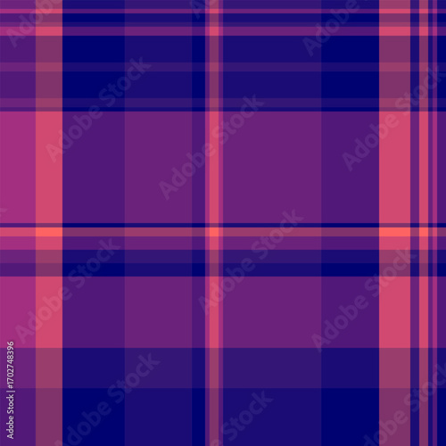 Domestic textile tartan plaid, baby fabric texture check. Multi seamless background pattern vector in pink and indigo colors.