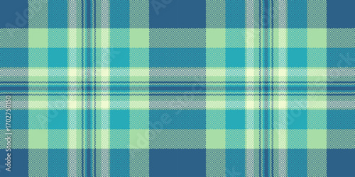 Mixed tartan check pattern, pure plaid textile fabric. Filigree vector seamless texture background in cyan and light colors.