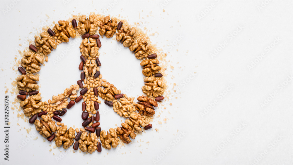 Obraz premium Nuts form a creative and harmonious peace symbol