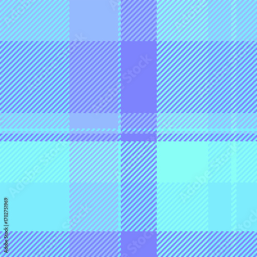 Satin background textile texture, official tartan vector fabric. Curtain pattern seamless check plaid in blue and cyan colors.