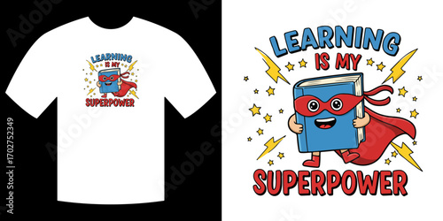 Learning is My Superpower: Embrace the power of knowledge with a captivating illustration of a superhero book, exuding joy and inspiration.