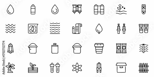 Doodle Environmental Icon Set for Eco-Friendly Projects, Perfect for Nature-Themed Designs and Sustainable Initiatives, Clean Water, and Gardening