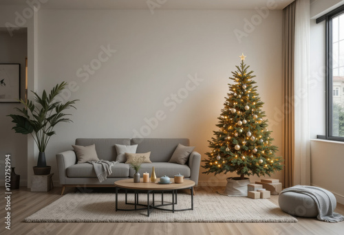 Modern Minimalist Christmas Living Room