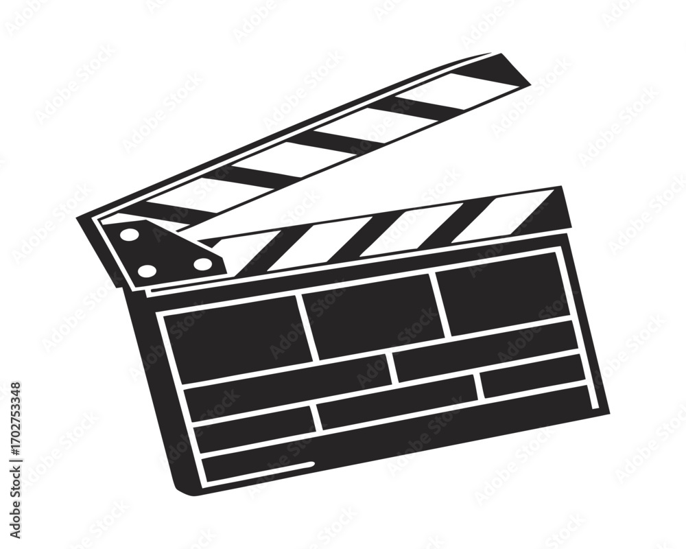 Fototapeta premium Isolated Movie Clapper Board Illustration for Film Industry Symbolizing Production and Editing Process Cinematic Tool for Filmmakers and Video Creators