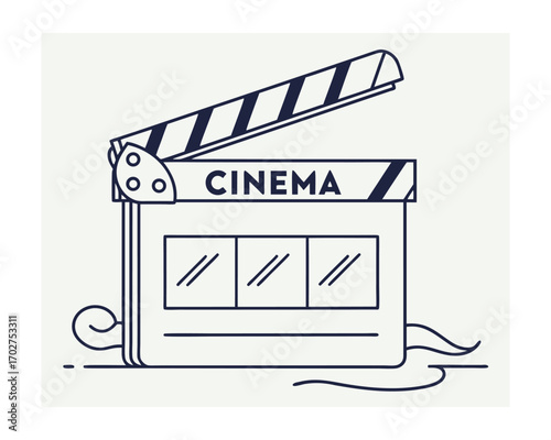 Cinema Clapperboard Illustration Open Minimalist Design Representing the World of Film and Movie Making with a Clean Aesthetic Appeal