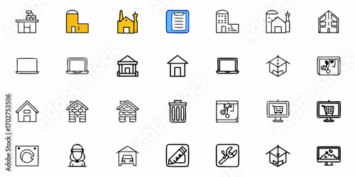 Charming Hand Drawn Style Icons for Real Estate, Construction, and Design Projects, Perfect for Websites, Apps, and Marketing Materials, Modern and Versatile