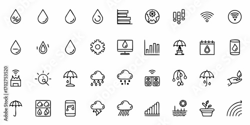 Elegant set of weather and eco icons for web design and app development, perfect for nature conservation projects and climate change awareness campaigns