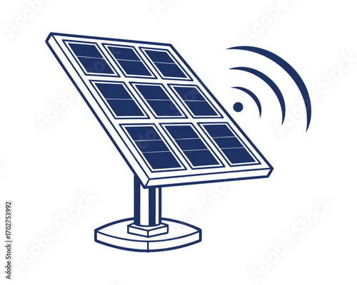 Solar Panel Renewable Energy Source Illustration with Wireless Connectivity and Sustainable Power Generation for Eco Friendly Living