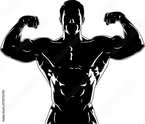 Bodybuilder silhouette, Fitness and bodybuilder silhouette, Bodybuilder silhouette clip art, Bodybuilder SVG