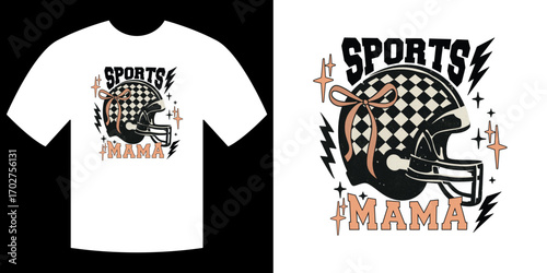 Sports Mama T-Shirt: A vintage-inspired sports t-shirt showcases a retro graphic design with a football helmet, perfect for expressing team spirit in a unique way.