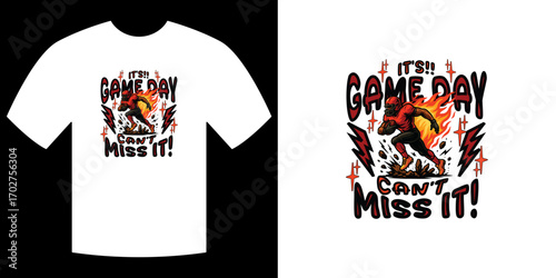 Game Day Tee Design: a captivating design that captures the excitement of a spirited athletic event, ideal for merchandise and sports-themed designs. 