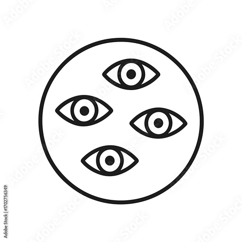Multiple Mystic Eyes Shape-Based Outline Icon, Monochrome, Transparent Background