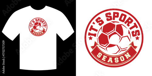 It's Sports Season: The vibrant red and white color of the athletic t-shirt embodies the spirit of sportsmanship. The illustration highlights the season's essence.