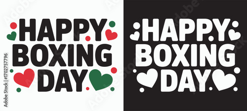 Decorative Boxing Day T-shirt Design with Hearts and Dots